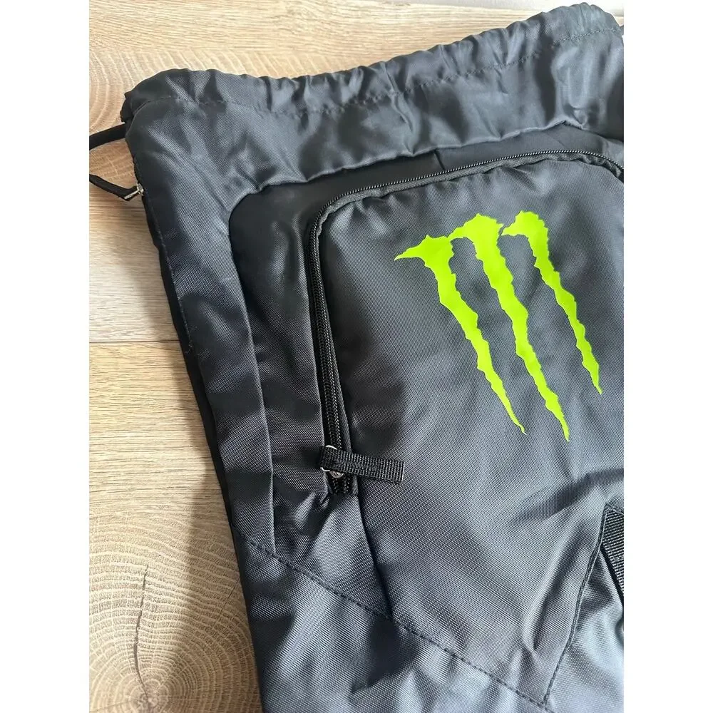 Monster Energy Deluxe Cinch Drawstring Backpack gym bag Black NEW